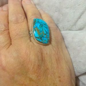 RING COPPER TURQUOISE STONE SET IN STERLING SILVER